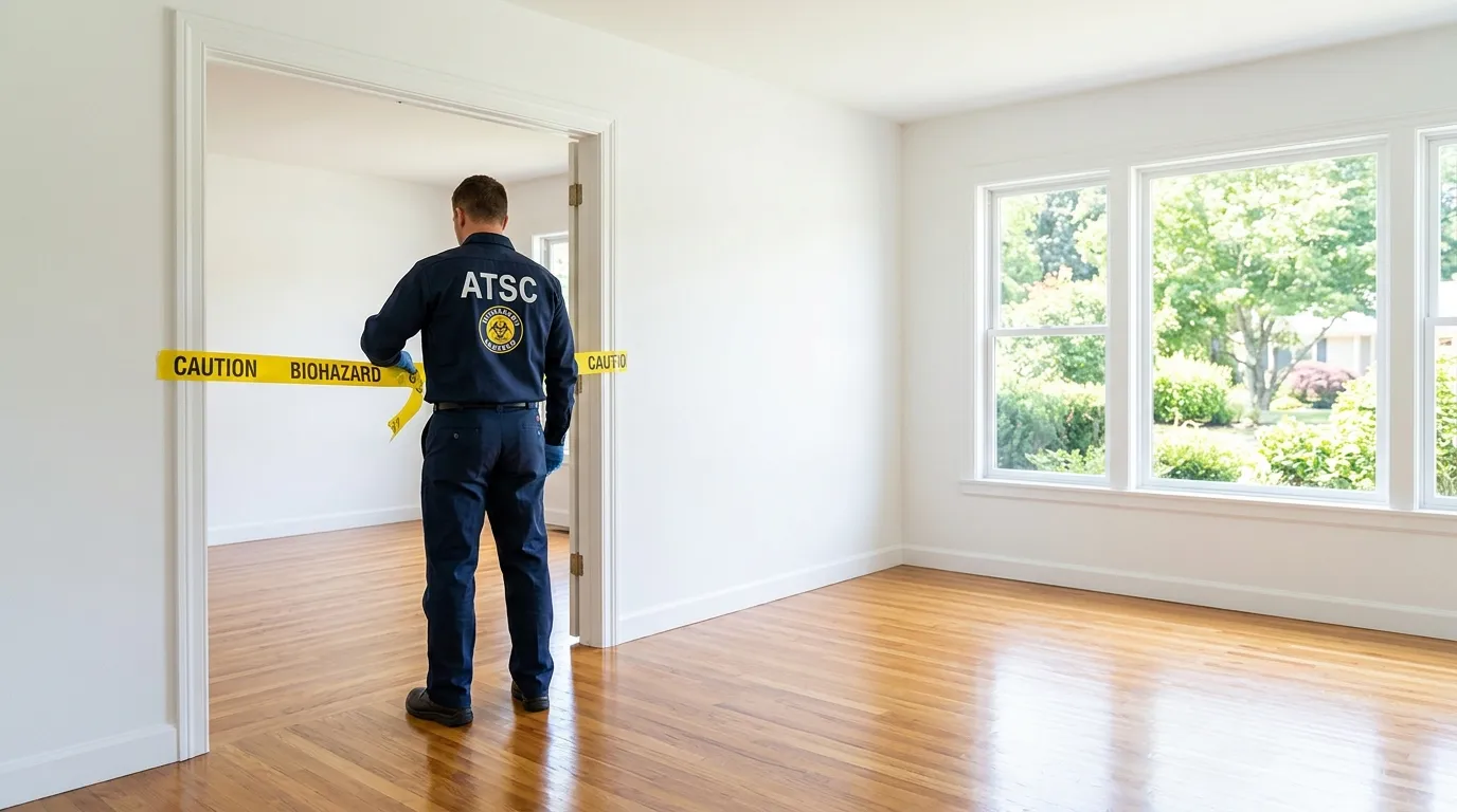 Certified biohazard cleanup crew performing Trauma Scene Cleanup in Harrison